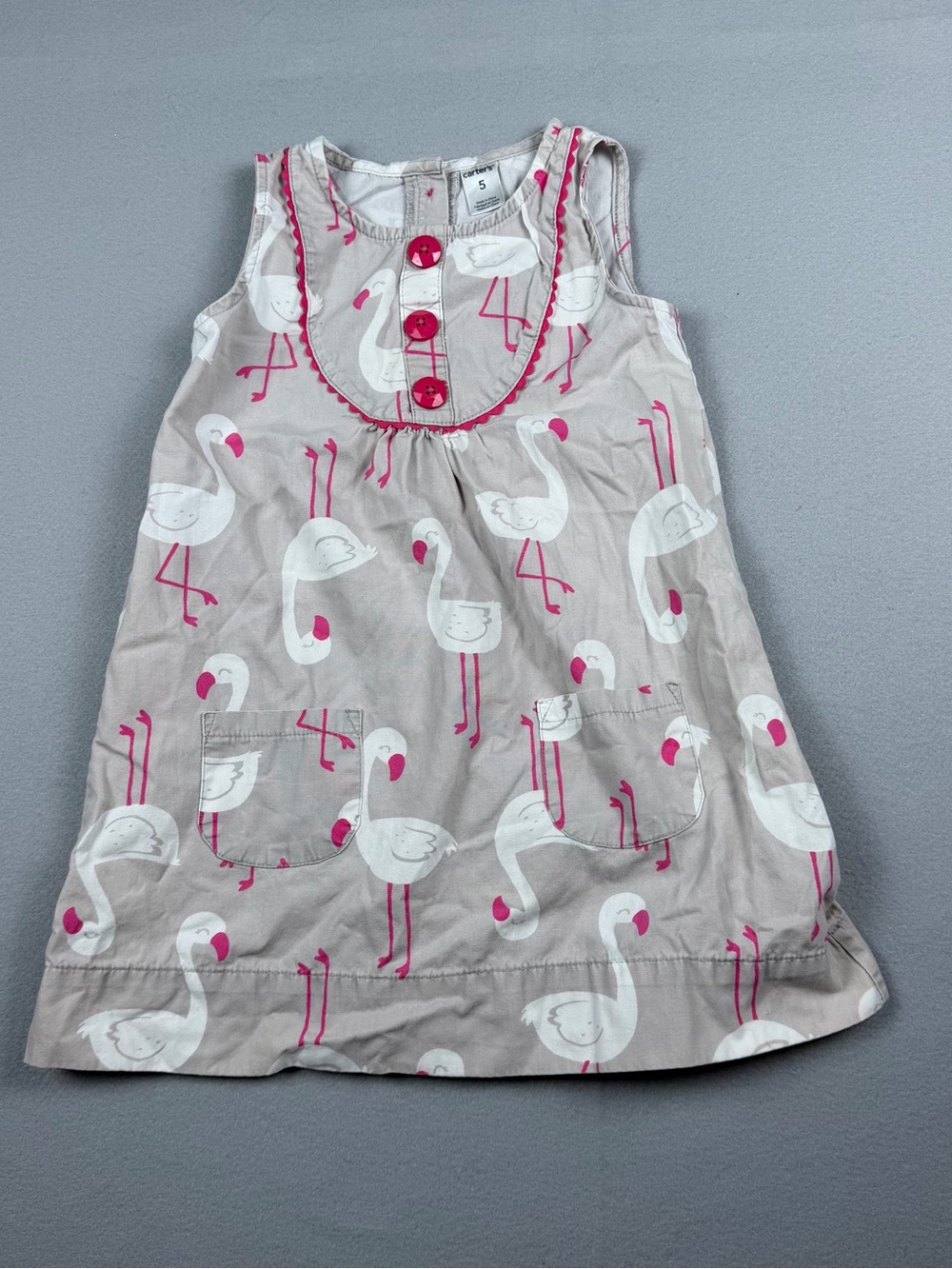 Carter's Pink White Flamingo Print Casual Dress